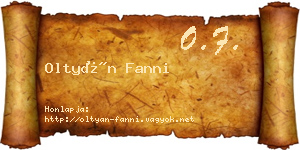 Oltyán Fanni névjegykártya